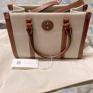 Tory Burch Blake Canvas Small Tote Brown